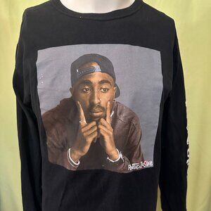 Tupac Shakur Poetic Justice 2020 Men's Black Long Sleeve Shirt Large Cotton Poly
